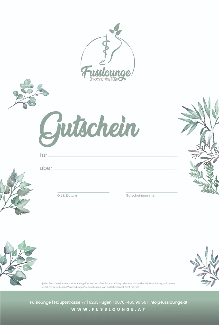Gutschein der Fusslounge